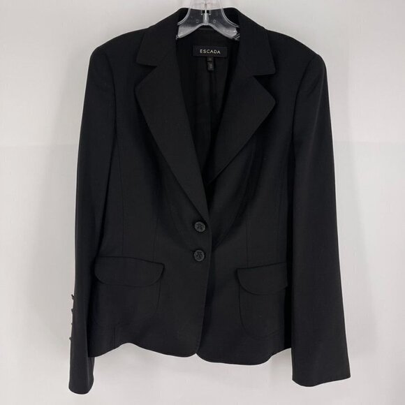 Escada Size EUR 38/8-10 Black Wool Double Button Blazer - Picture 1 of 6